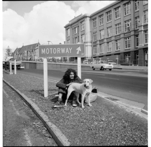 Hitchhiker on Wellesley Street East, Auckland