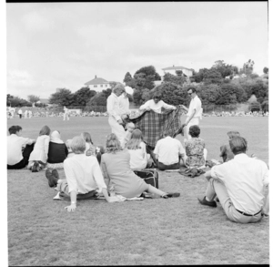 Charity cricket match, Anderson Park, Kelburn, and British Art exhibition, National Art Gallery, Wellington