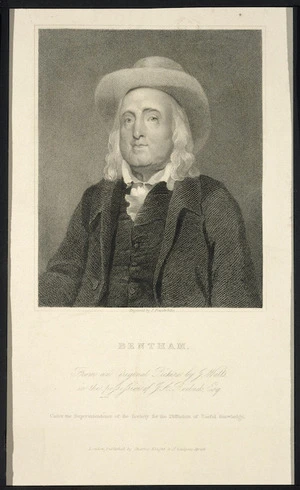 Watts, John, fl 1790s :Bentham. Engraved by J Posselwhite from an original picture by J Watts in the possession of J. A. Roebuck Esqr. Under the superintendance of the Society for the Diffusion of Useful Knowledge. London, published by Charles Ludgate & Co. [ca 1820]