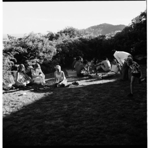 Picnic party in a garden in Wellington, 1973.