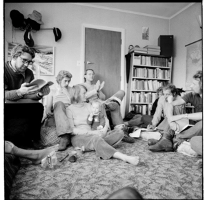 Gathering at a private house in Wellington, 1974.