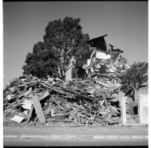 Demolition of a building in Wellington, 1974