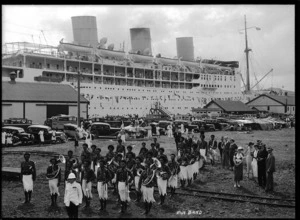 Brass band on wharf, Suva, Fiji