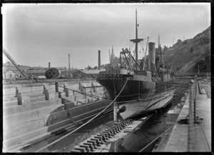 S S Waipahi in dry dock at Port Chalmers.