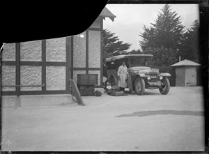A tourer type model of motor-car at Rotorua, circa 1924.