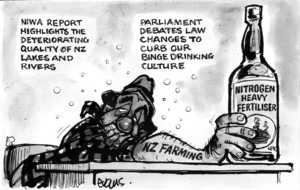 NIWA report highlights the deteriorating quality of NZ lakes and rivers. Parliament debates law changes to curb our binge drinking culture. 12 November 2010