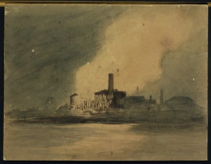Glaisher, Cecilia Louisa, 1828-1892 :Fire at Greenwich [ca 1840?]