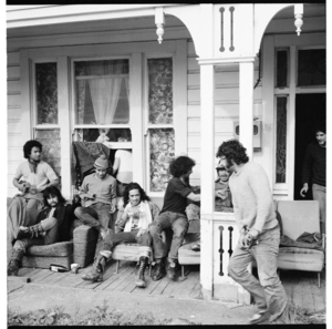 Gang members and families at a house in Wellington