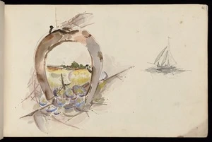 Hodgkins, Frances Mary 1869-1947 :[Countryside scene. Yacht. 1887]
