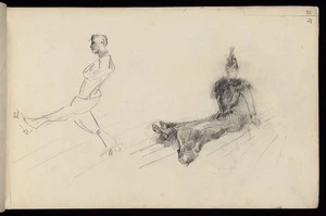 Hodgkins, Frances Mary 1869-1947 :[Man and woman roller skating. 1887]
