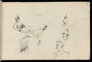 Hodgkins, Frances Mary 1869-1947 :[Woman fallen over while roller skating. Sketches of people. 1887]