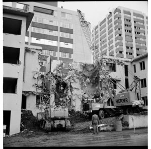 Adrian van Hulst's second birthday party; and, demolition of a building in Boulcott Street, Wellington