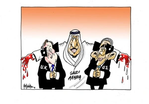 Bloodied Saudi Arabia embraces blinkered U.K. and U.S.