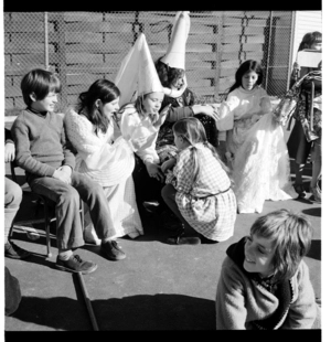 Karori West Normal School children wearing medieval-styled costumes