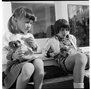 Two children at an unidentified location, possibly a preschool in the Wellington Region