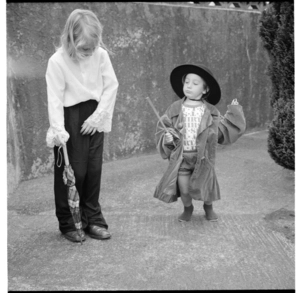 Lisa van Hulst and Adrian van Hulst wearing costumes