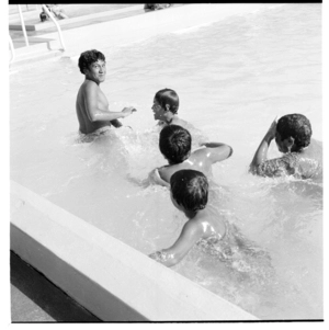 Māori children in the swimming pool at Trust House Recreation Centre, Masterton