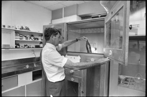Kevin Sturgeon operating a cyanocrylate cabinet