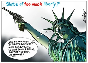 "Statue of too much liberty?"