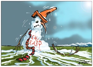 Christchurch East snowman melts