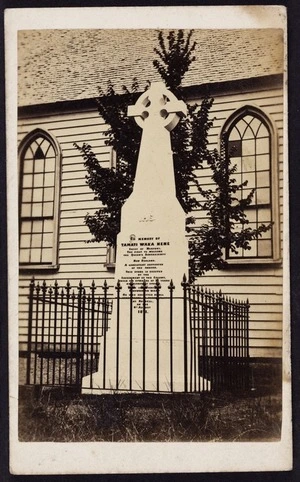 Photographer unknown :Photograph of Memorial stone on grave of Tamati Waka Nene