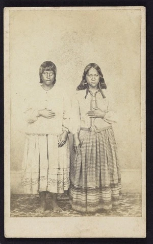 Hoby, George, fl 1863-1880 :Portrait of two Maori women, Taranaki region