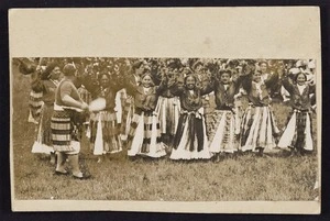 Creator unknown: Photograph of Maori women peforming waiata a ringa