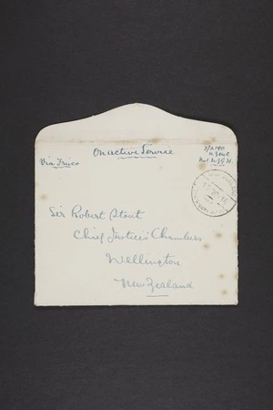 Sir Robert Stout - Inward letters and cards