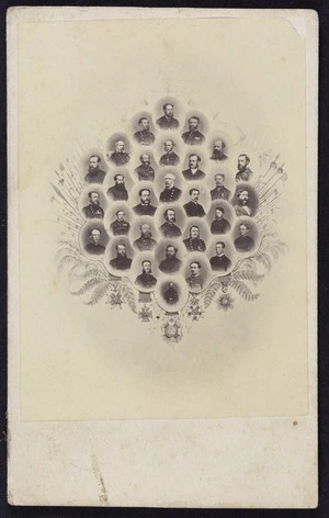 Photographer unknown :Group portrait of "The Staff in New Zealand during the war of 1863."