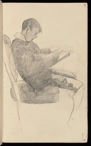 Hodgkins, Frances Mary 1869-1947 :[Boy seated in chair, reading. ca 1890]