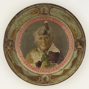 Illustrated tin plate titled 'Sophia, Rotorua guide, N.Z.'