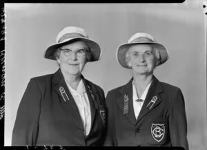 Mrs K Keenan (left) and Mrs D Sissons (right), members of Victoria Bowling Club, Wellington
