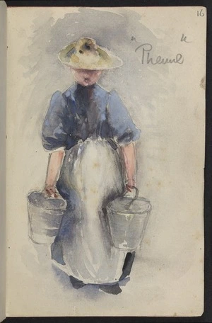 Hodgkins, Frances Mary 1869-1947 :Phemie [carrying buckets. ca 1890]