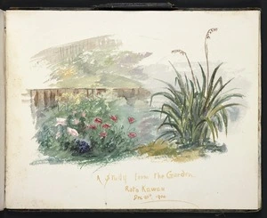 Babbage, Herbert Ivan, 1875-1916 :A study from the garden, Rotokawau. Dec. 20th 1900.