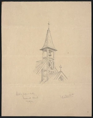 Clere, Frederick de Jersey, 1856-1952: Sketch of proposed belfry, Roseneath Church