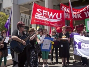 Pay equity protest outside Court of Appeal, Wellington