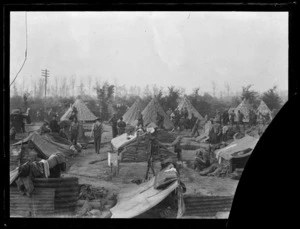 The New Zealand Rifle Brigade in camp near Ypres, World War I