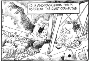 Cruz and Kasich join forces to defeat the giant orangutan