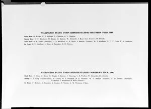 Player lists of Wellington Rugby Union representative Southern tour team of 1905, and Northern tour team of 1906