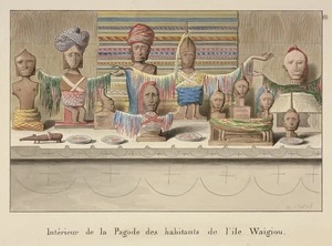 [Lejeune, Jules Louis] fl 1804-1851 :Interieur de la Pagode des habitants de l'Ile Waigiou. [1826]
