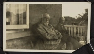Sir Robert Stout and William Anderson Stout sitting on a bench