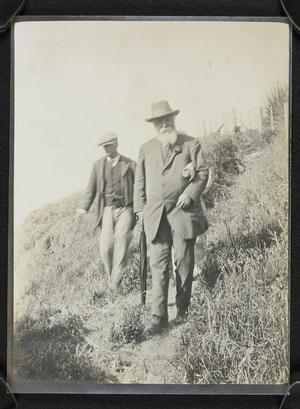 Sir Robert Stout and an unidentified man walking