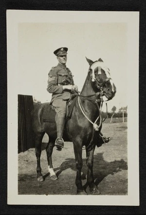 Sergeant Taylor of the 4th Battalion Grenadier Guards, on his horse, during World War One