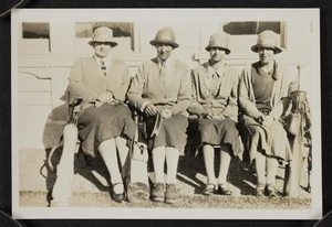 Agnes Isobel Stout and three other women with their golf bags