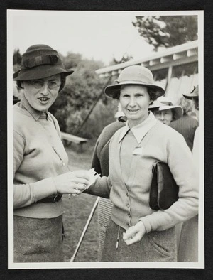 Agnes Isobel Stout with fellow golfer Mrs J P Hornabrook