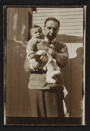 Dr Thomas Duncan Macgregor Stout holding his baby son Robert Edward Stout