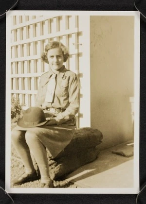 Vida Mary Stout sitting in Girl Guide uniform