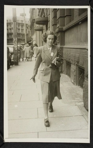 Vida Mary Stout walking along the street