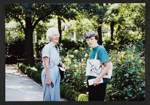 Dr Vida Mary Stout and Susan Foster in garden