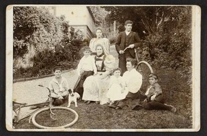 Stout family in garden at Watson Street